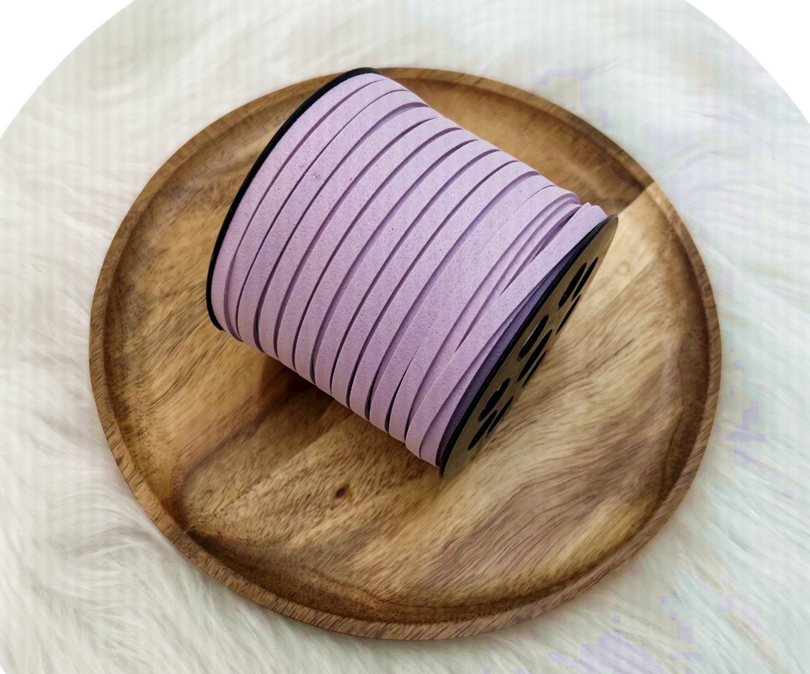 ยกม้วน ขายส่ง 5mm.เชือกหนัง เชือกแบน เชือกหนังชามัวร์ เกาหลี 5mm. (1ม้วน ความยาว 50หลา/45เมตร)