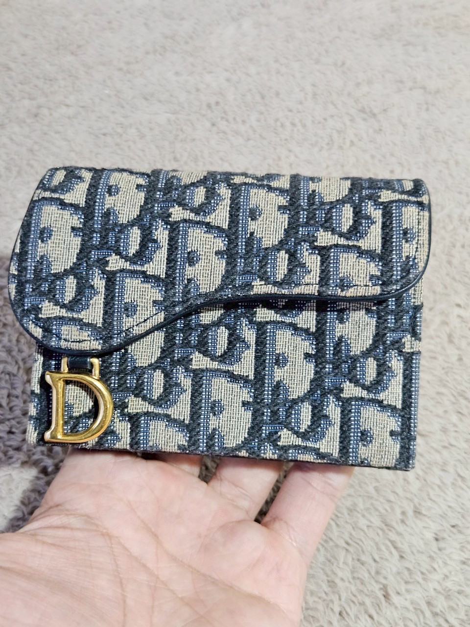 Dior Saddle 5 Gusset Card Holder Blue Dior Oblique Jacquard