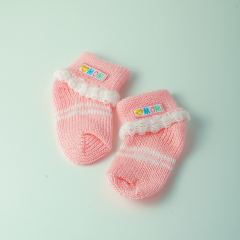 ขายส่ง ถุงเท้าเด็กอ่อน ถุงเท้าทารก ถุงเท้าเด็กแรกเกิด รุ่นถุงเท้าพื้นสี-ปักMOM (ราคาต่อโหล) nongnini1988