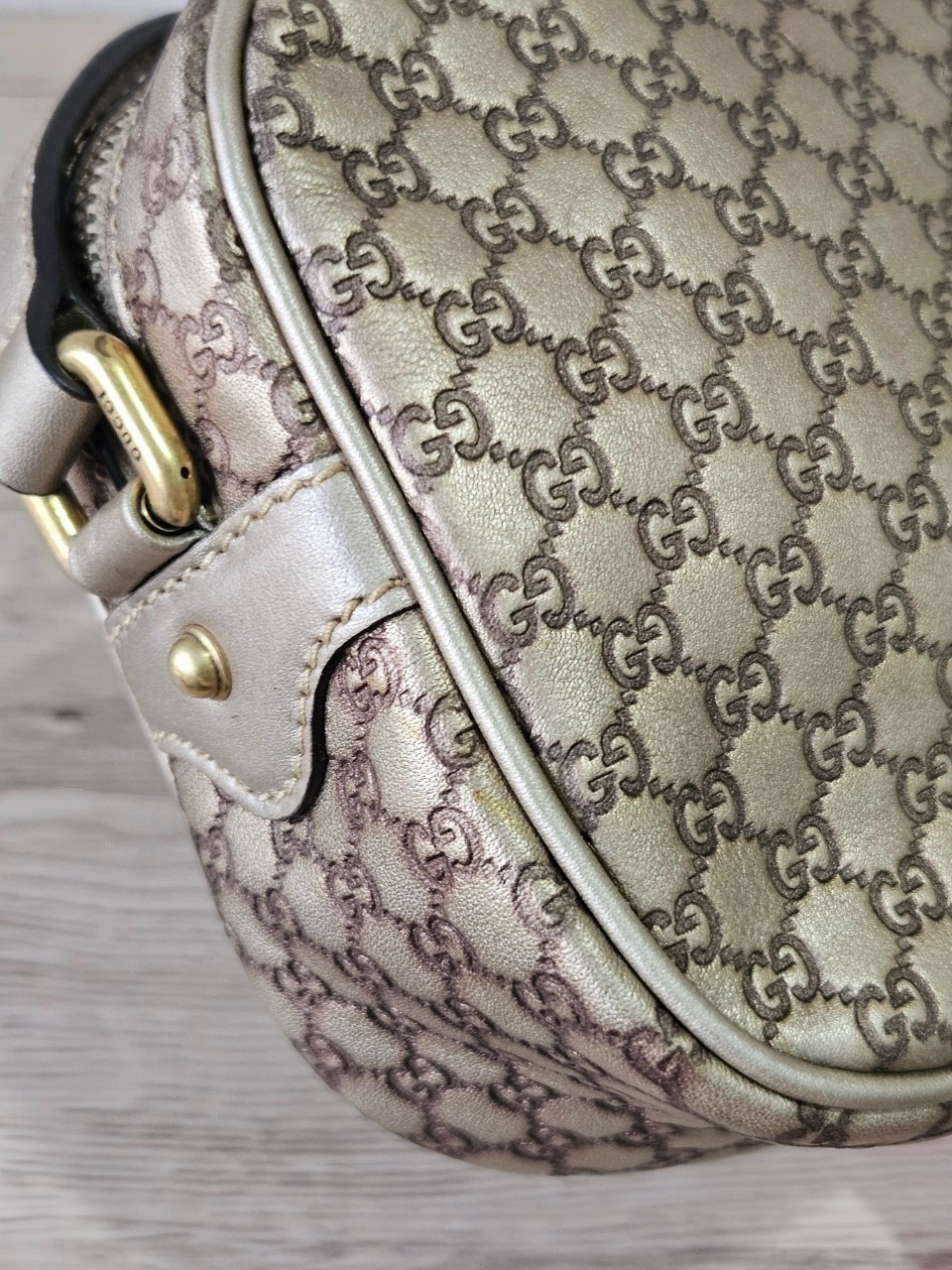 Gucci Guccissima Bamboo Metallic Gold Shoulder bag