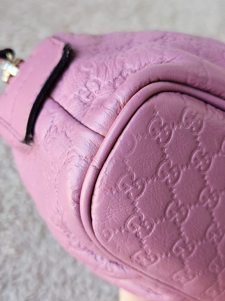 Gucci Small Pouch Cosmetic Pink Leather Interlocking G