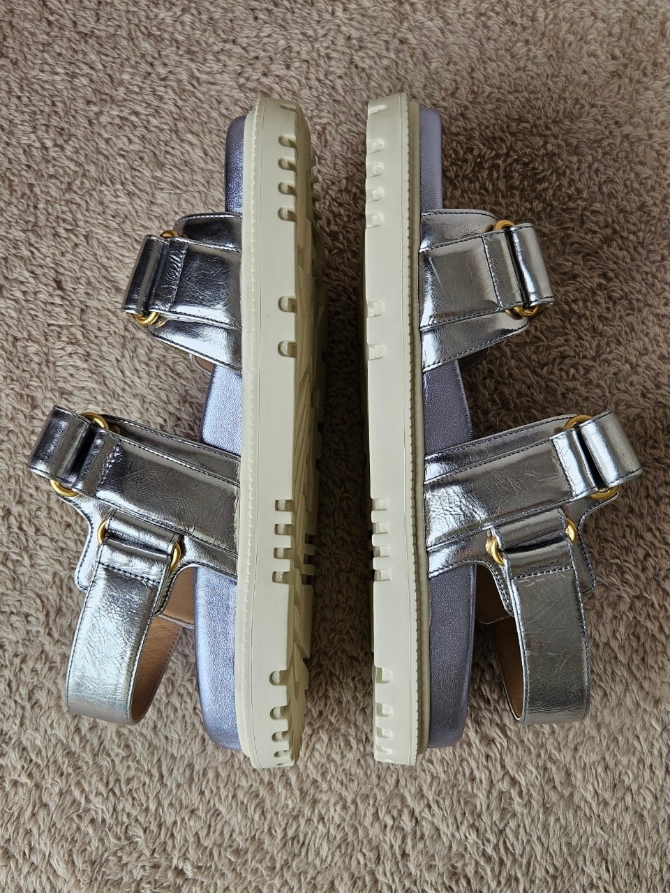 Dior Dioract Silver Leather Sandals