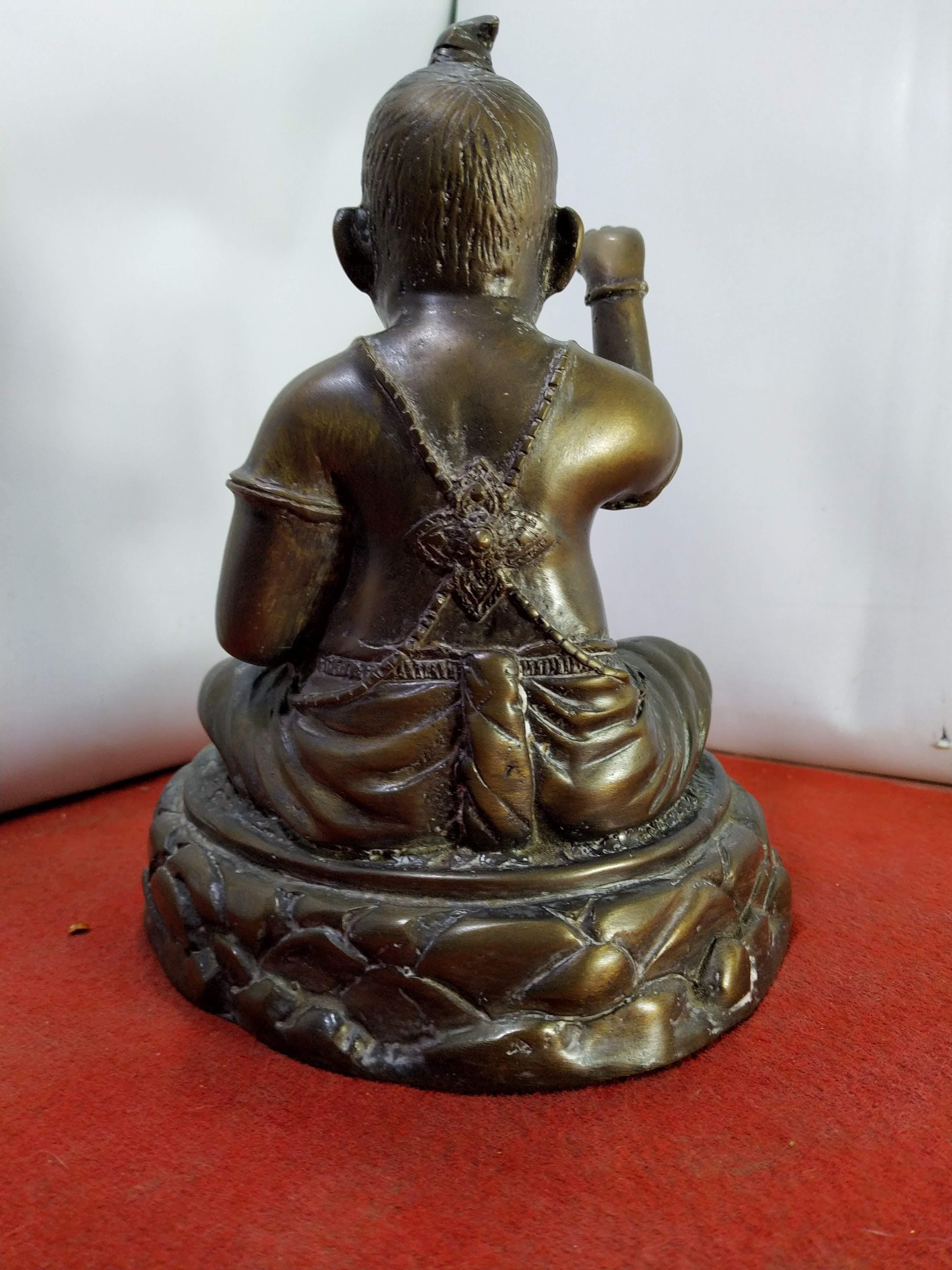 กุมารทองเพชรเจ้าจุก เนื้อโลหะฐานขนาด5นิ้ว วัดพรหมจริยาราม เชียงใหม่