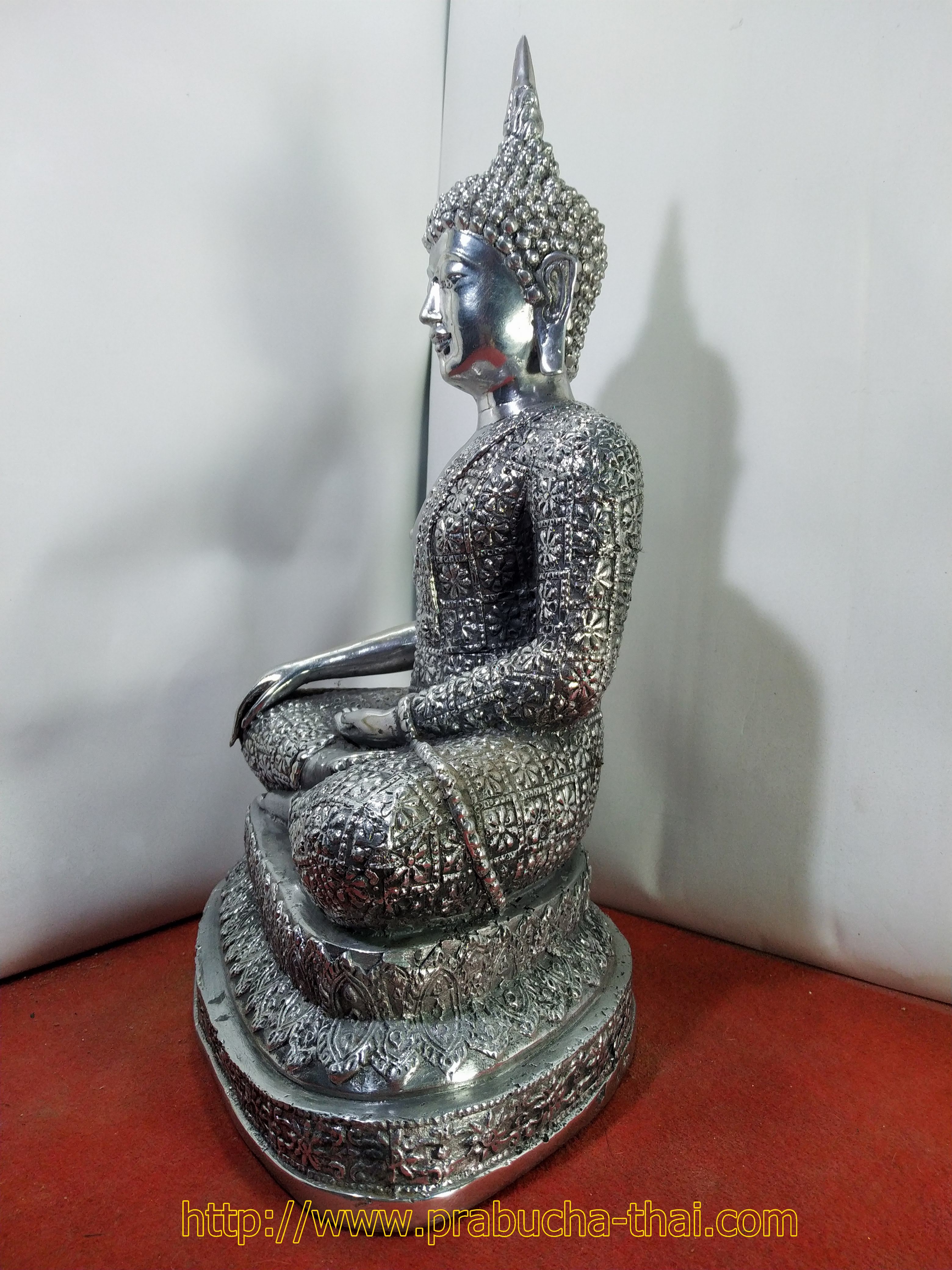 พระสุโขทัย ปางชนะมาร หน้ตัก 9 นิ้ว เนื้อโลหะเงินยวง