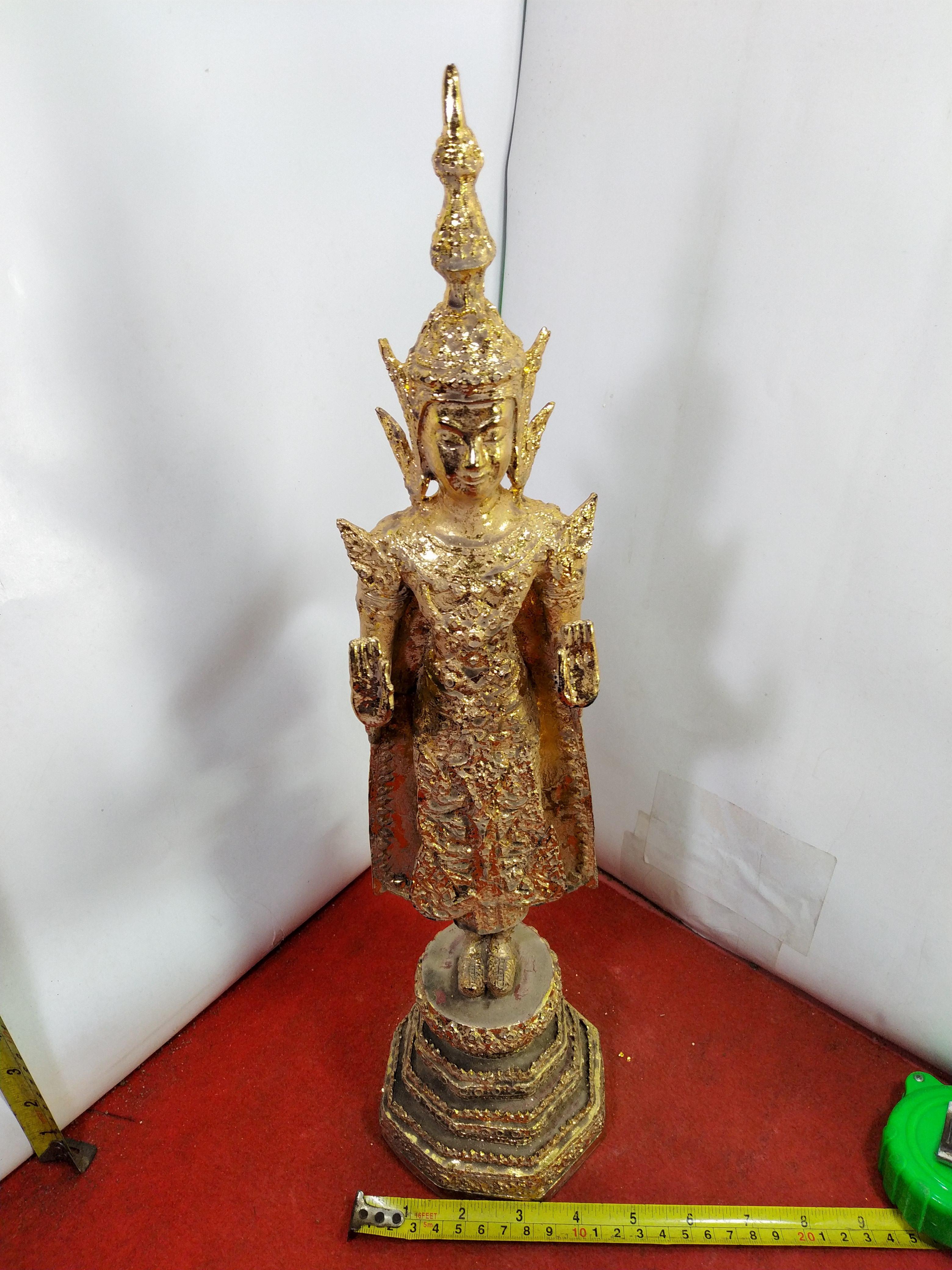 พระรัตนะ ปางห้ามสมุทร พระประจำวันจันทร์ สูง 18 นิ้ว เนื้อโลหะสำริดปิดทอง