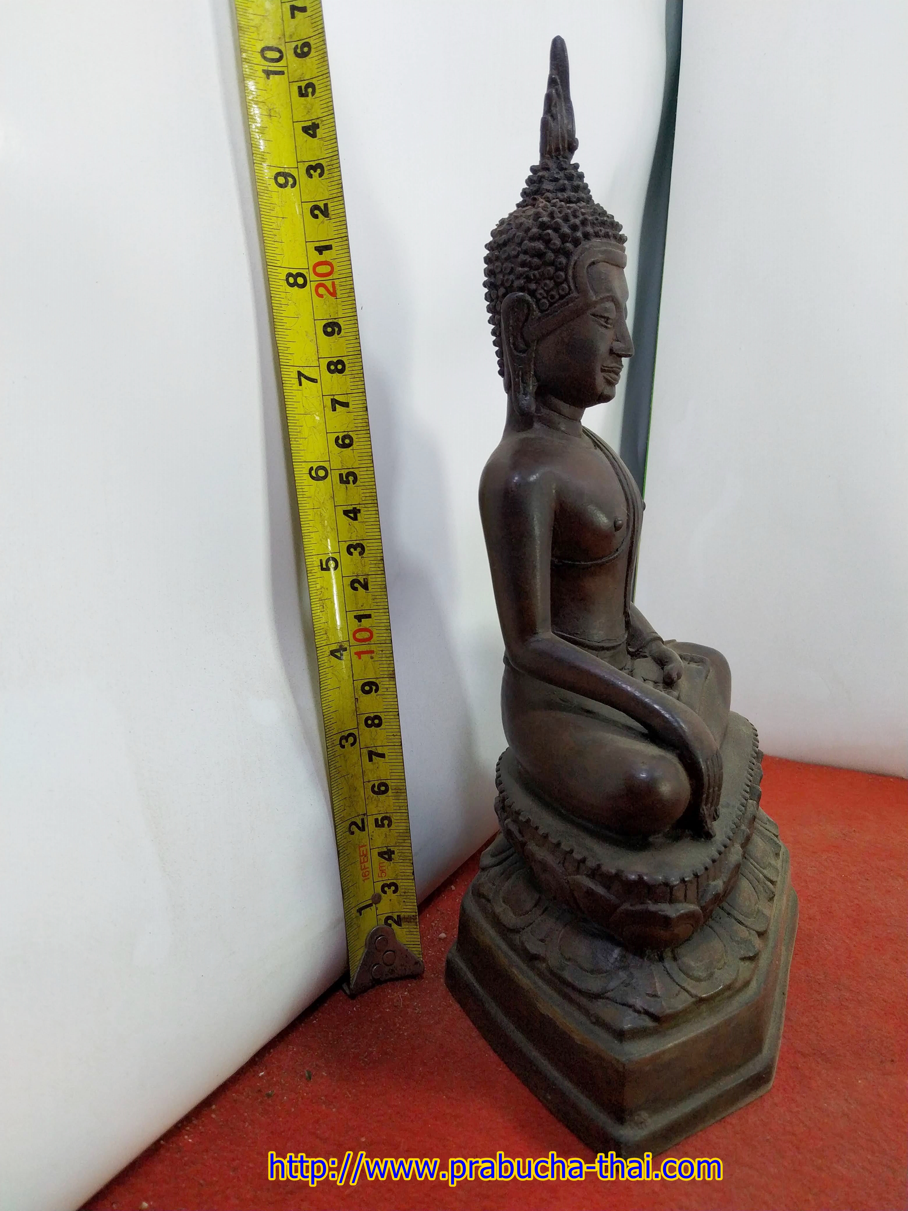 พระอู่ทอง ฐานบัว เนื้อสำริด หน้าตัก 5 นิ้ว สูง 10 นิ้ว สภาพเก่า