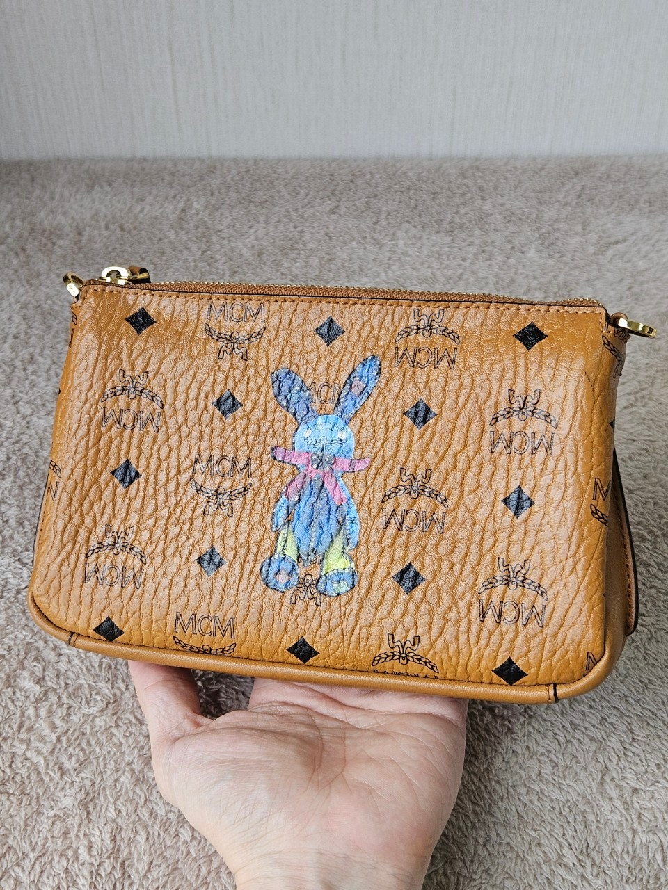 MCM Rabbit Top Zip Crossbody