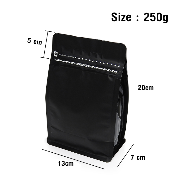 Cube Series coffee bag 250g with valve, zip lock, can stand, expandable beside (50PCS Per Pack)