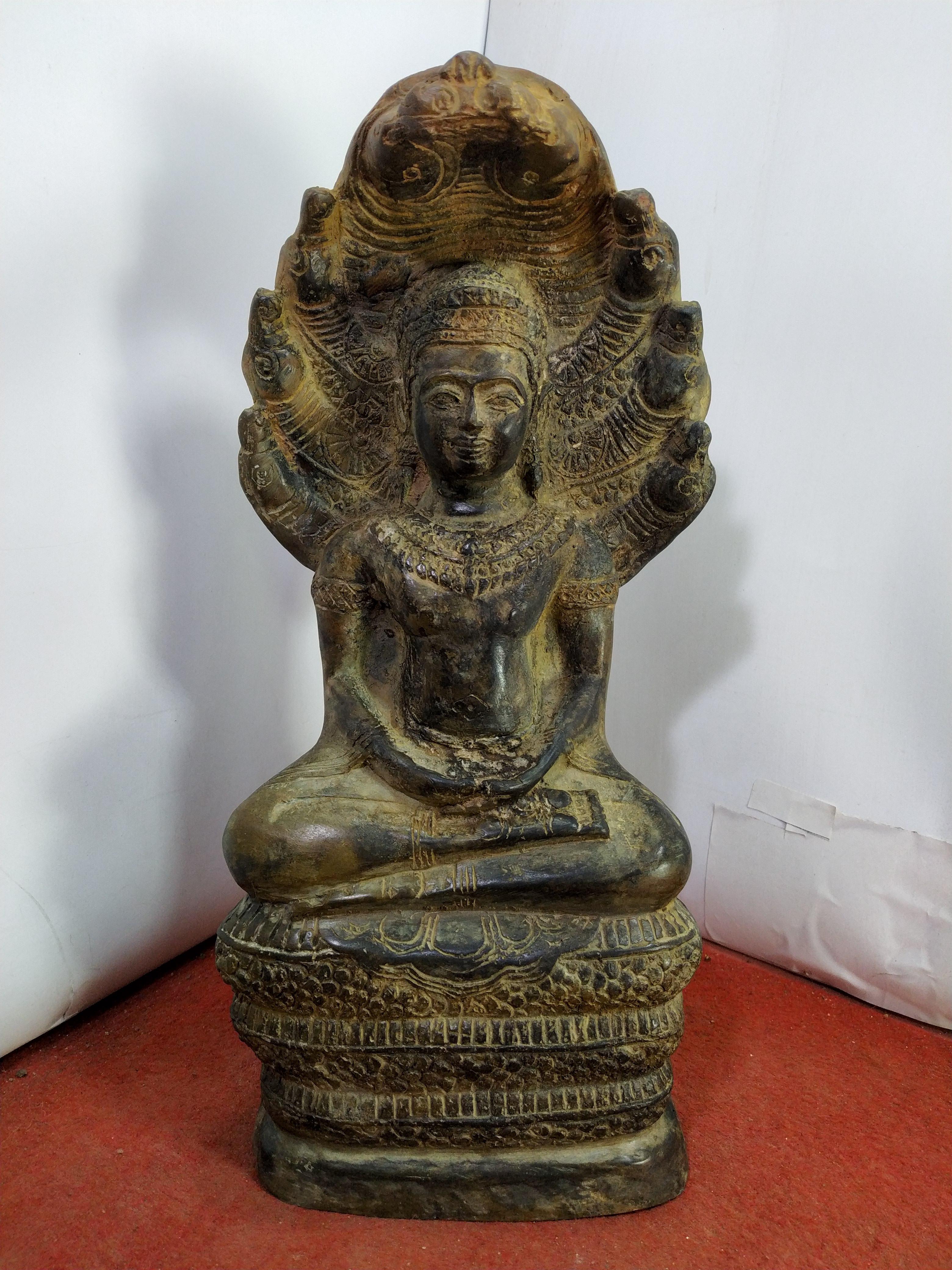 พระนาคปรก ลพบุรี หน้าตัก 5 นิ้ว เนื้อสำริดสภาพเก่า