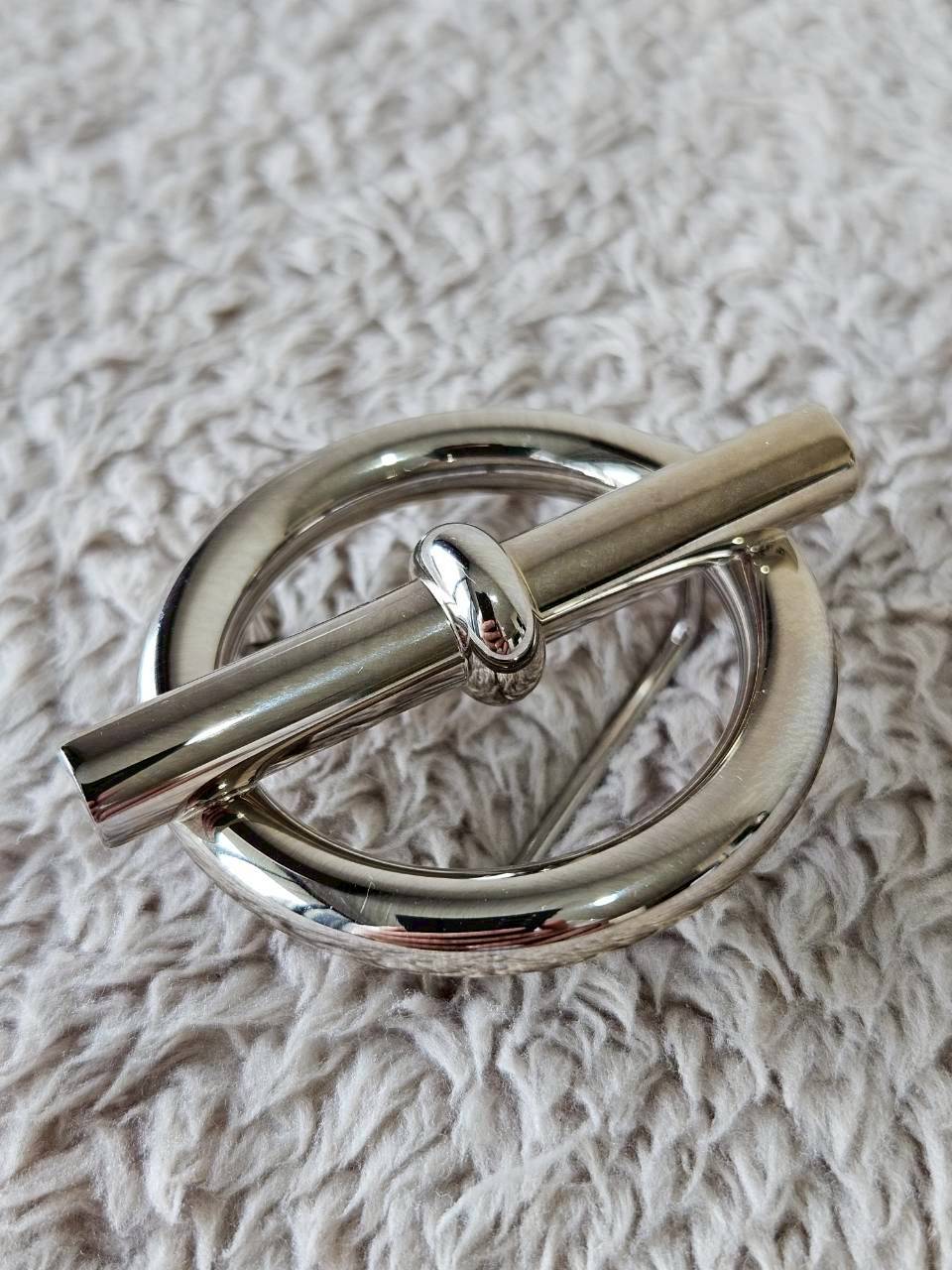 Hermes Belt 32mm หัวกลมเงิน