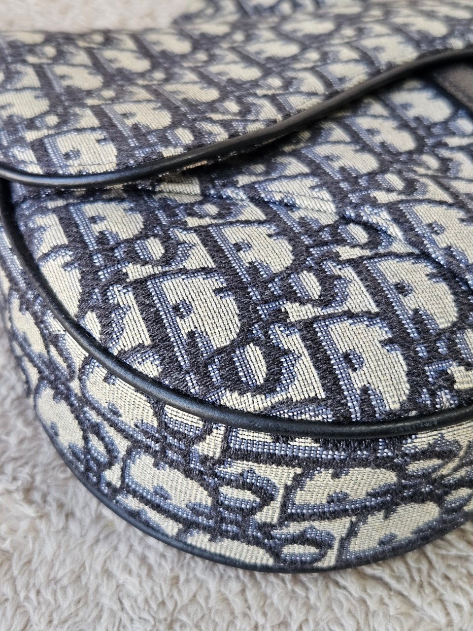 Dior Saddle Beige and Black Oblique Jacquard