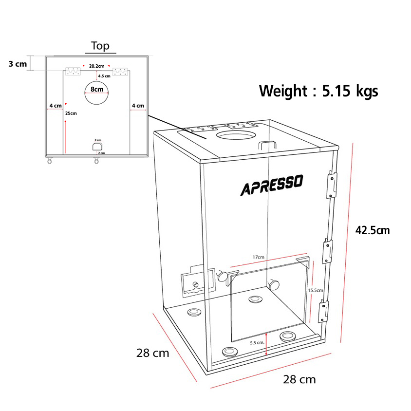 กล่องเก็บเสียง APRESSO ฝาด้านบนแบบยกเปิด 28x28x42.5 cm.