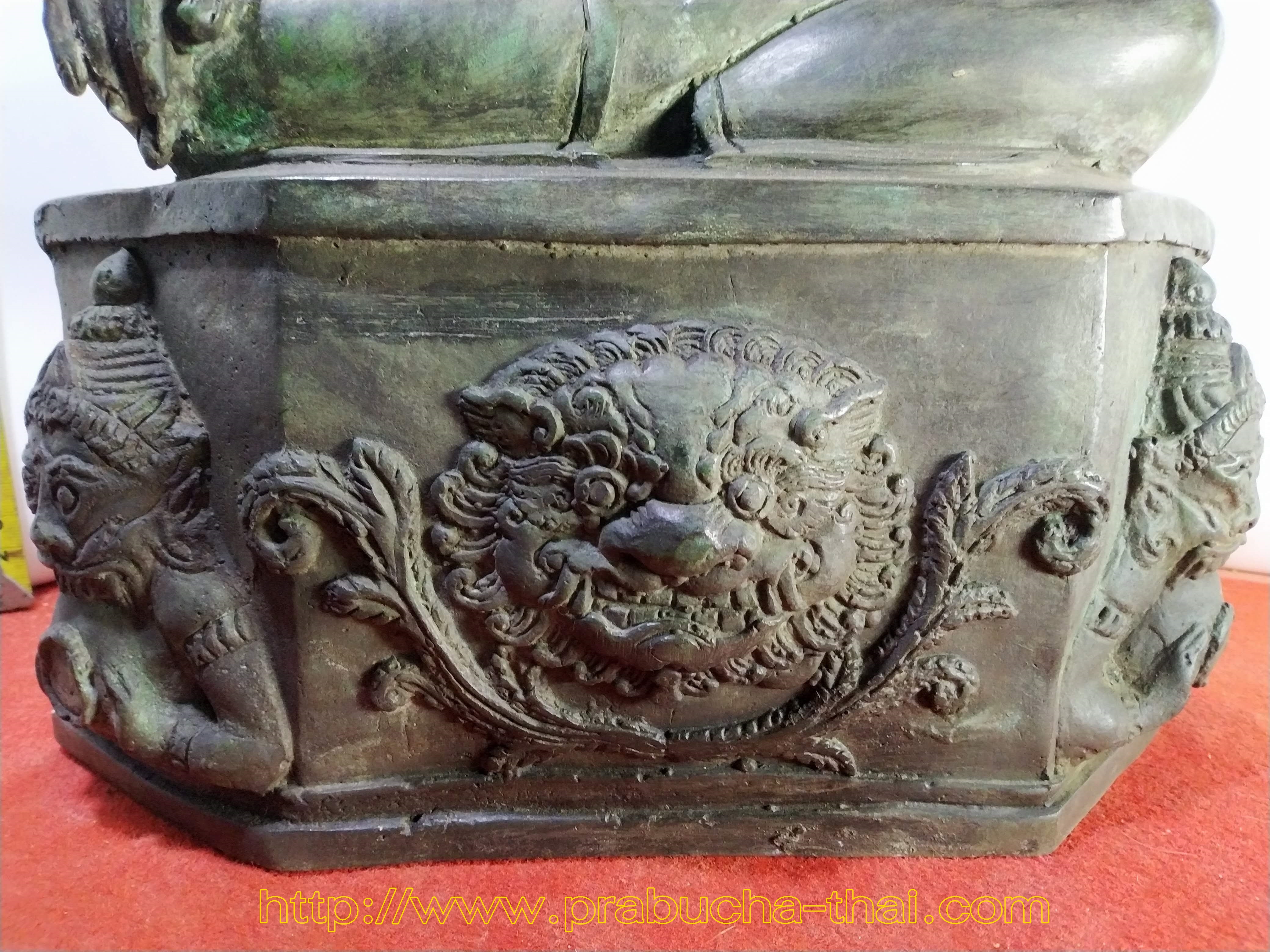 พระเชียงแสน สิงค์1 ฐานเศียรราชสิห์ ราหู หน้าตัก 9 นิ้ว เนื้อโลหะสำริด