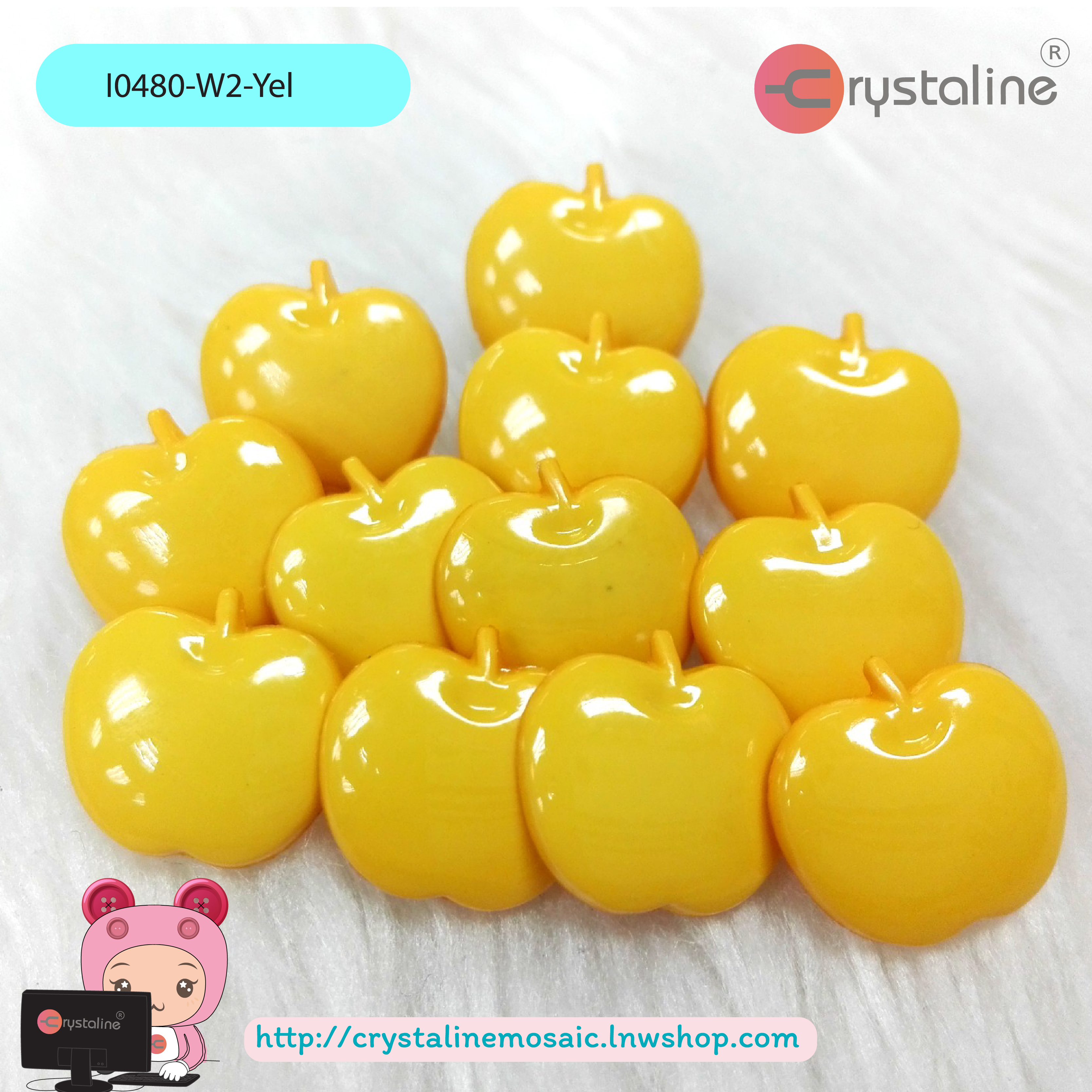 YApple button - Yellow col. (size 19L,144pcs/pack)