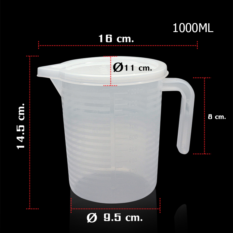 ถ้วยตวง เหยือกตวง พลาสติก 1000 CC มีฝาปิด