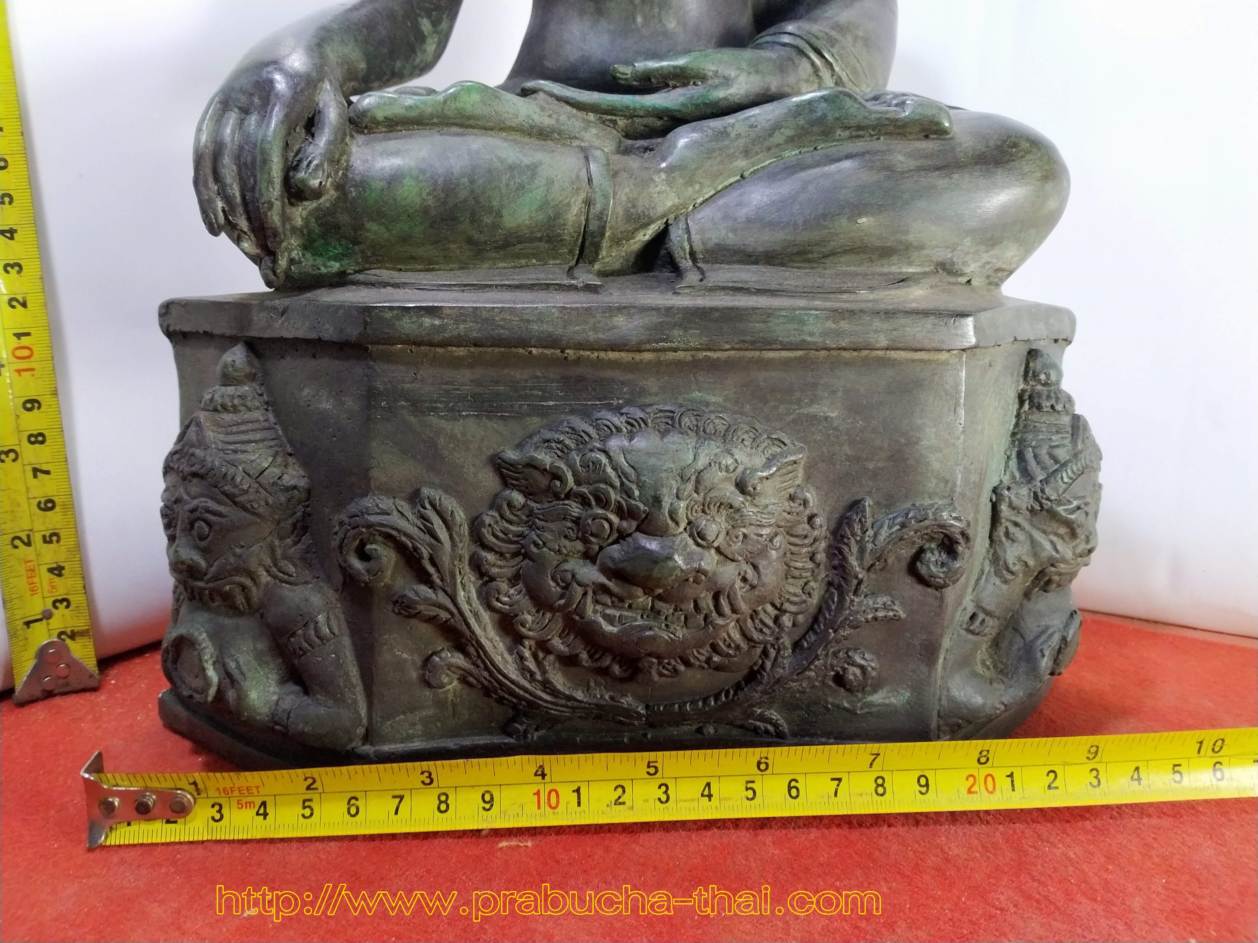 พระเชียงแสน สิงค์1 ฐานเศียรราชสิห์ ราหู หน้าตัก 9 นิ้ว เนื้อโลหะสำริด