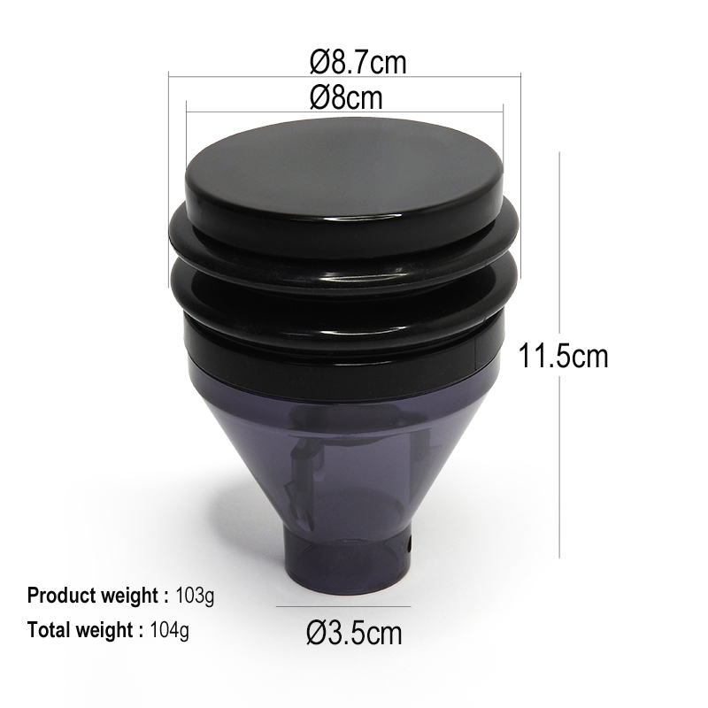 Rubber swatter removes the coffee powder that remains in the grinder