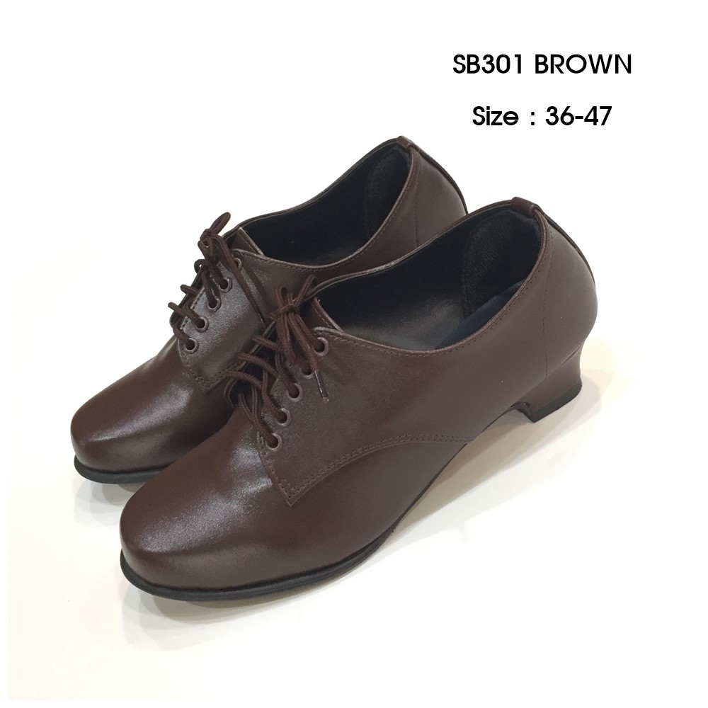 รองเท้าผู้กำกับลูกเสือ รองเท้าลูกเสือครู หญิง คัชชูสีน้ำตาล pump shoes for women สวมสบาย หนังpu Size35-44 ส้นสูง1.5นิ้ว SM2101 SM2102