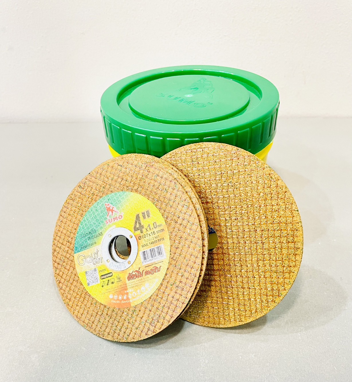 แผ่นตัดเหล็ก 4" x 1.2มิล Gold 2ชั้น Sumo