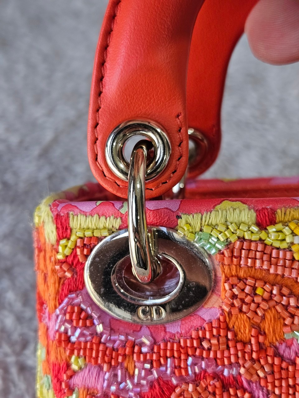 Lady Dior Micro Multicolor - Orange Gold Hardware