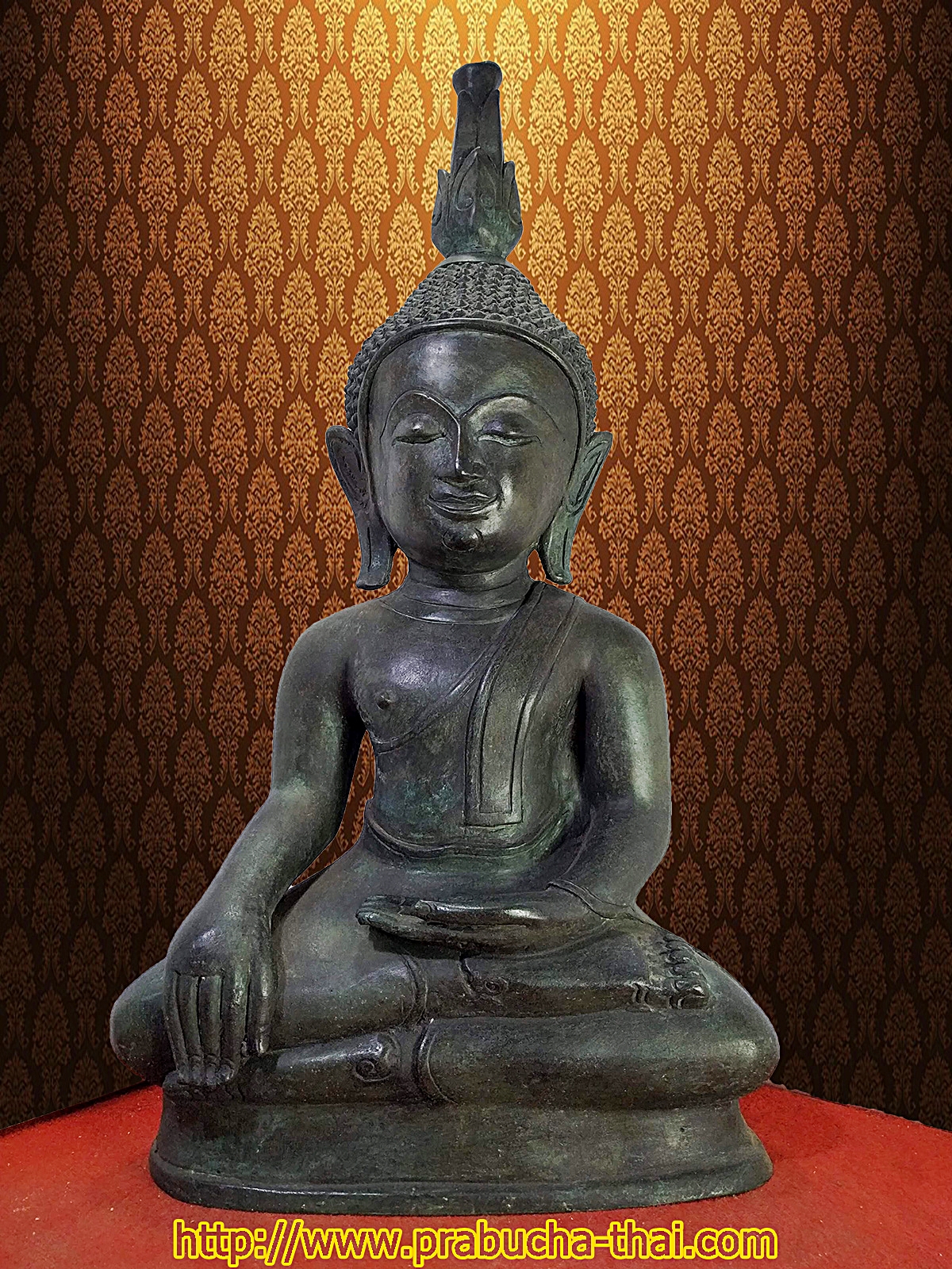 พระเชียงรุ้ง (พระลาวเศียรโต) หน้าตัก 9 นิ้ว เนื้อโลหะสำริด