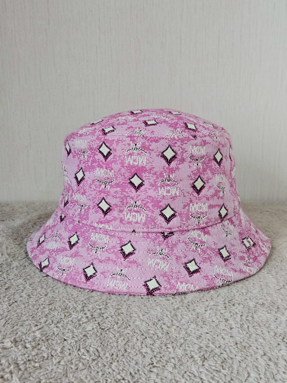 MCM One Size Bucket Hat Monogram Pink