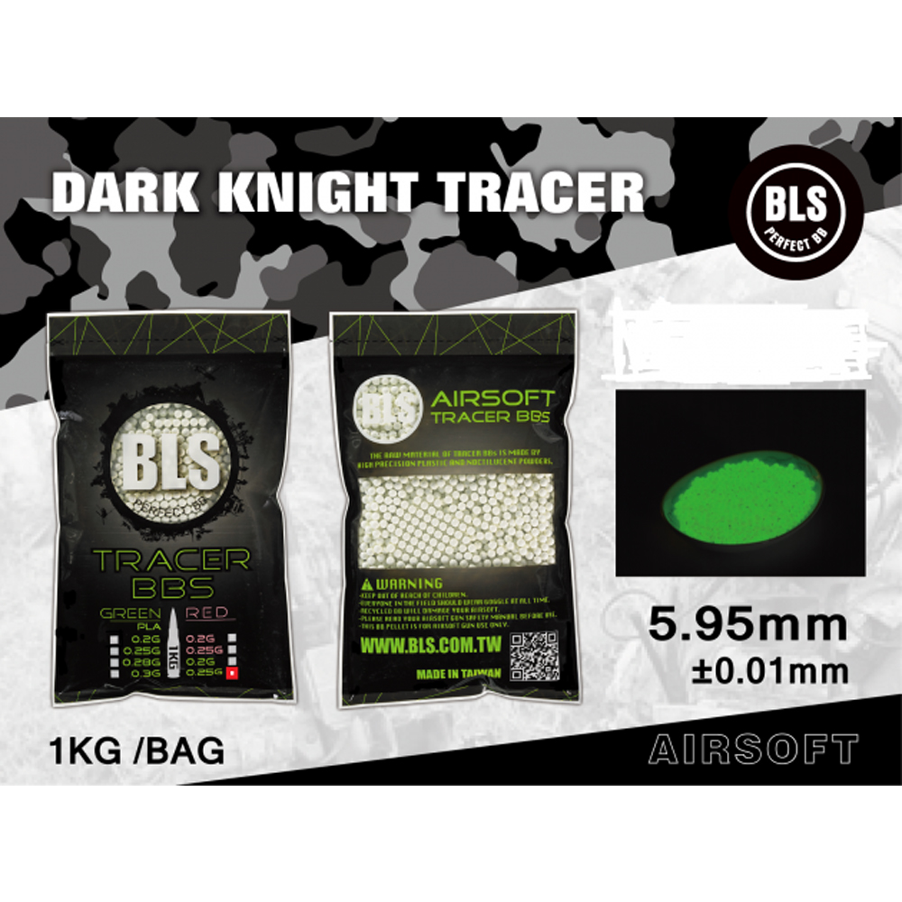 BLS Dark Knight Tracer BBs 0.20g 6mm (5,000 rds) - Green