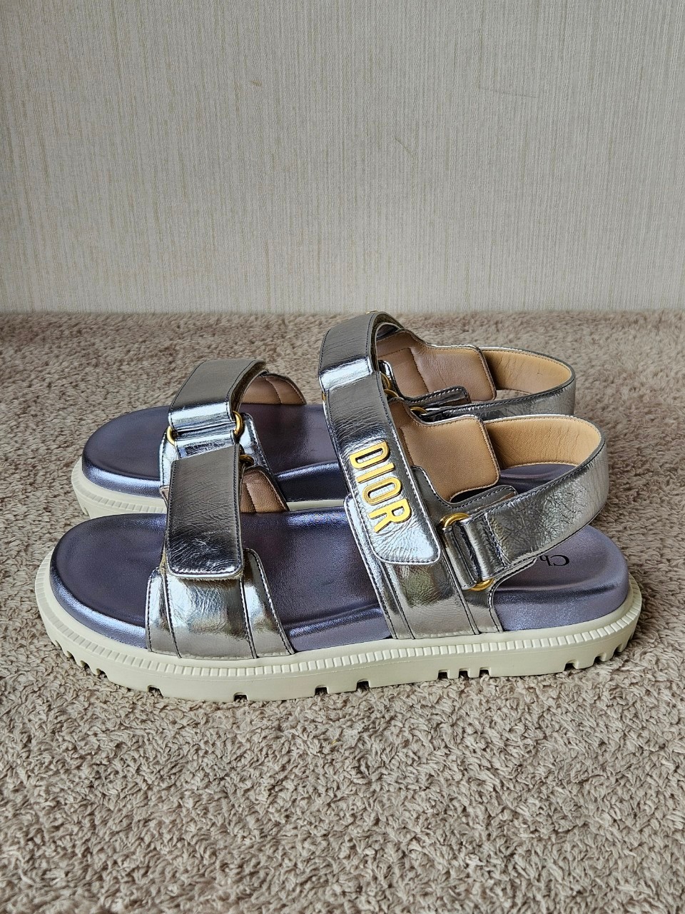 Dior Dioract Silver Leather Sandals