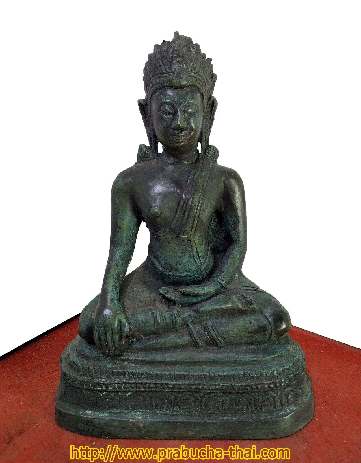 พระลพบุรีทรงเทริดขนนก หน้าตัก 5 นิ้ว เนื้อโลหะสำริด