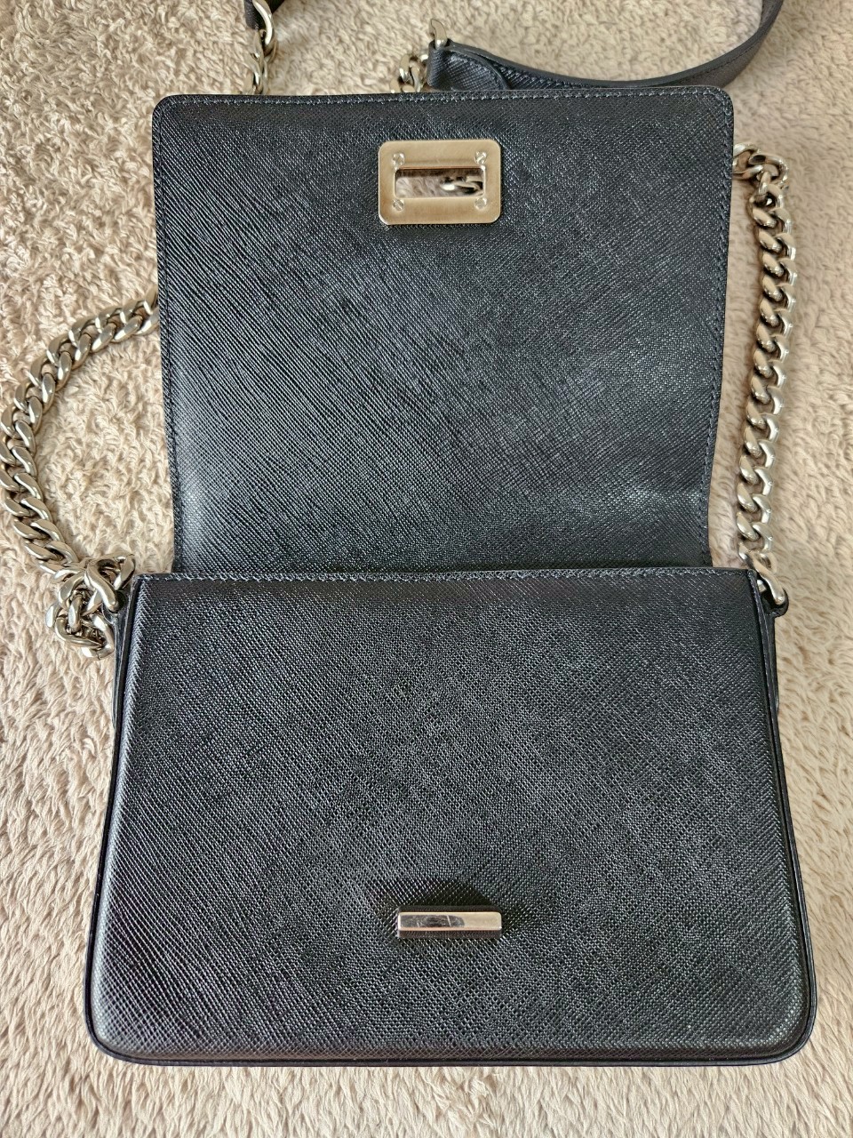 Prada 1BH014 Black Saffiano Leather Chain Shoulder Bag