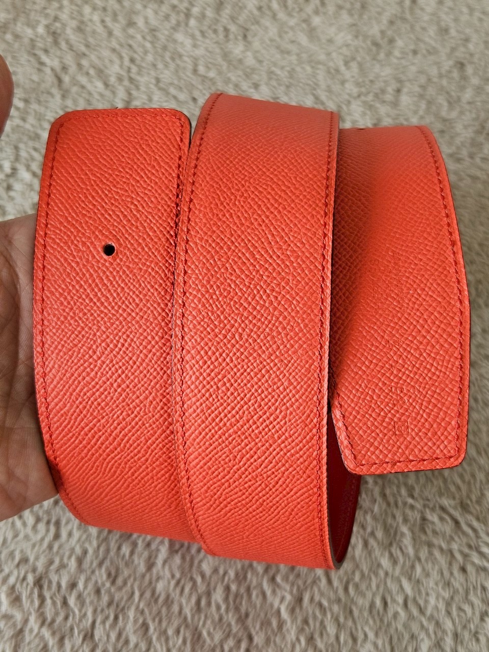 Hermes belt 42mm size85 เอว33-34.5 สายสีแดง/โอรส