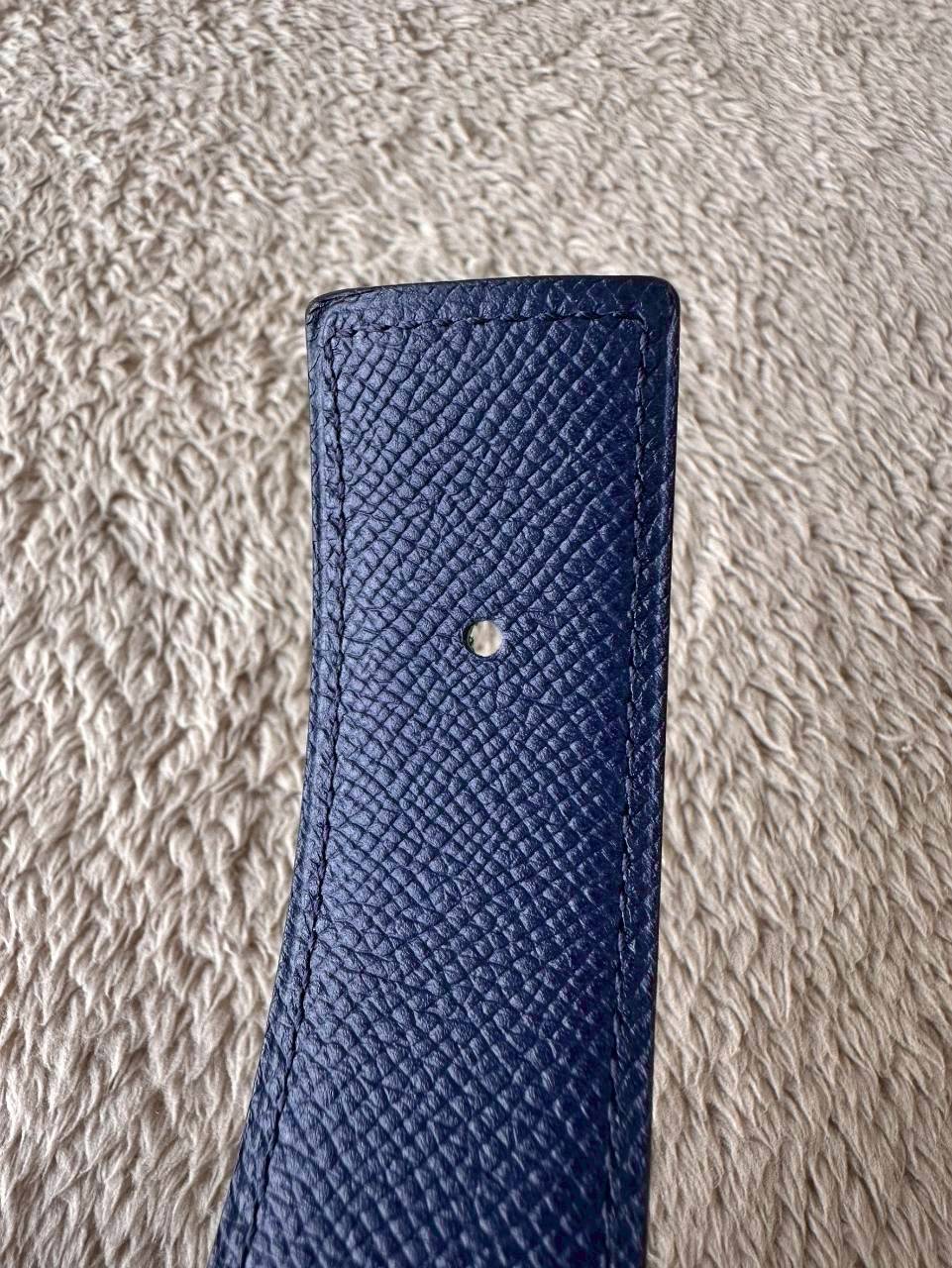 Hermes Belt สายสีเขียว/น้ำเงิน หัวกลมทอง