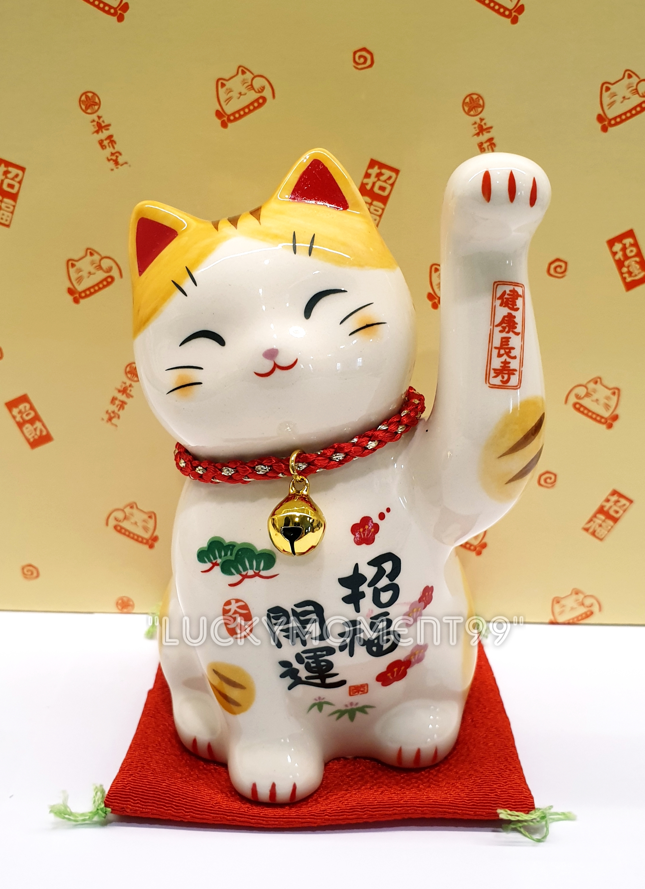 แมวกวักนำโชค (Maneki neko) กวักมือซ้าย นำเข้าจากญี่ปุ่น ขนาดสูง 12 ซม.
