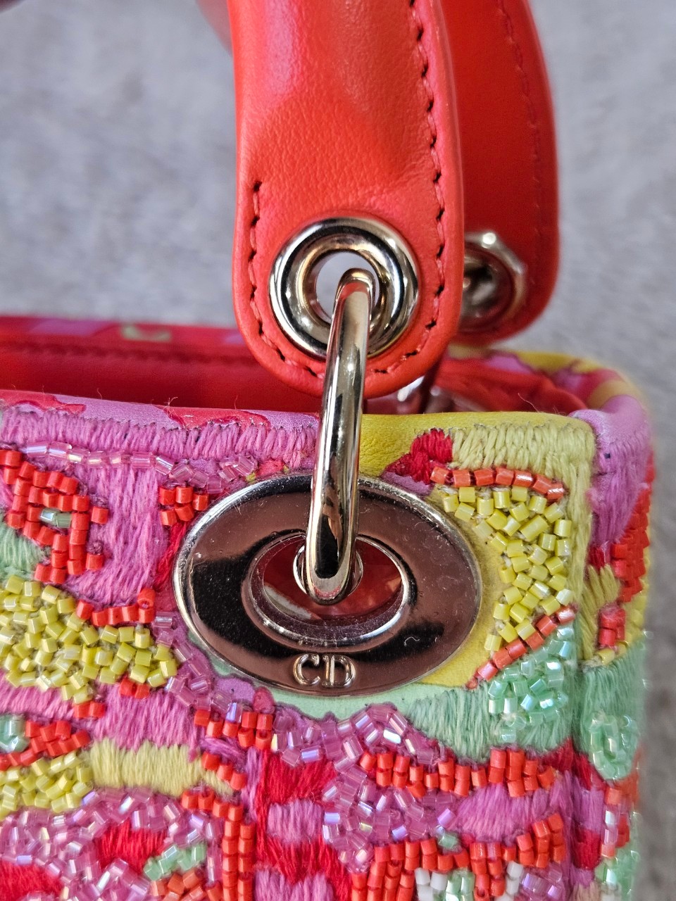 Lady Dior Micro Multicolor - Orange Gold Hardware