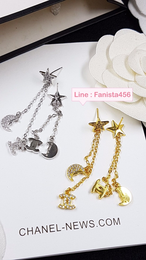ต่างหูชาแนล ห้อยโซ่พระจันทร์ Chanel long chanel Earring