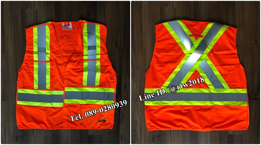 เสื้อกั๊กช่างสีส้มสะท้อนแสงเทาเหลือง (รหัส Q11)