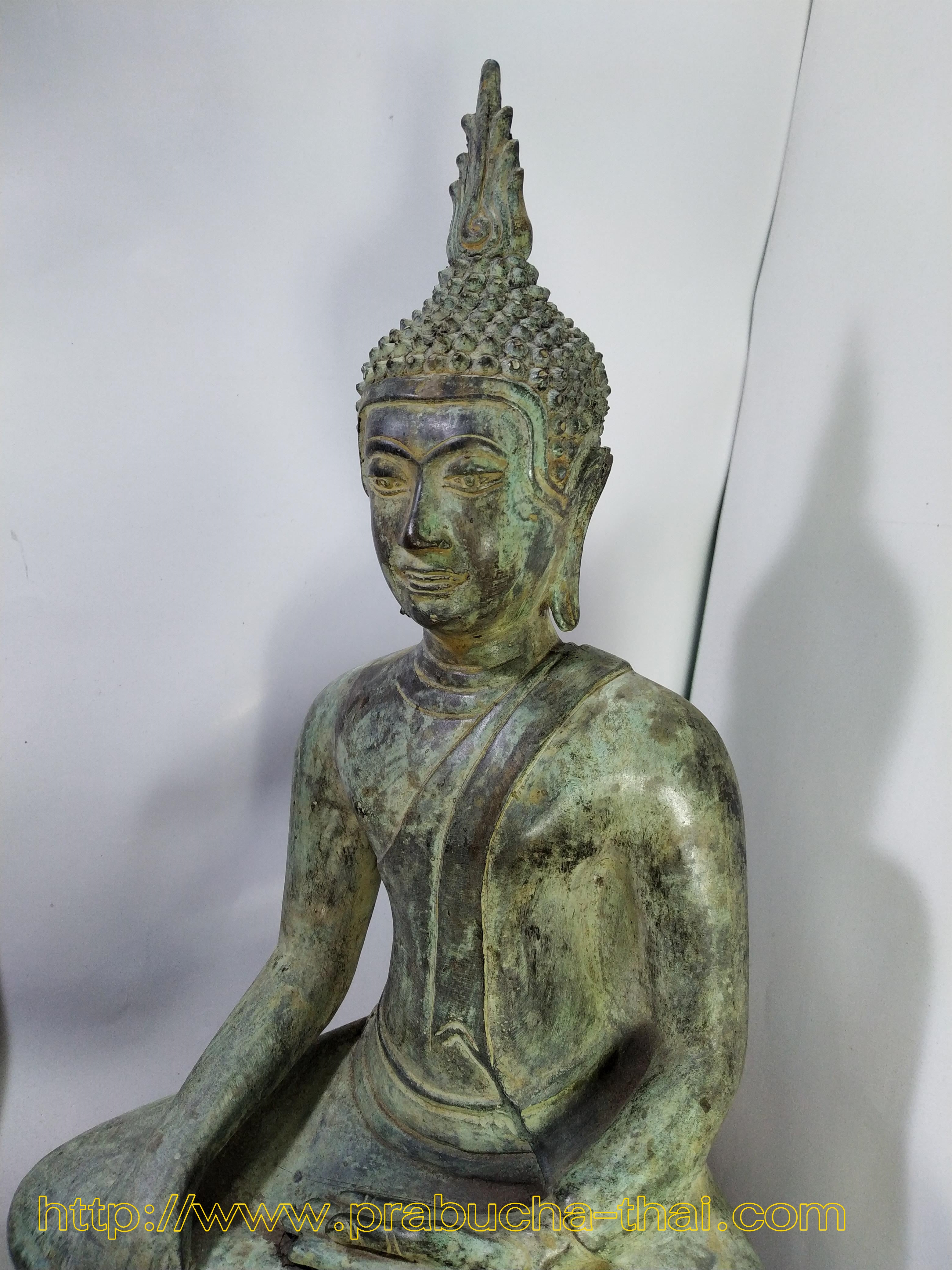 พระอู่ทอง ปางชนะมาร ฐานลายช้าง หน้าตัก 9 นิ้ว สภาพเก่า