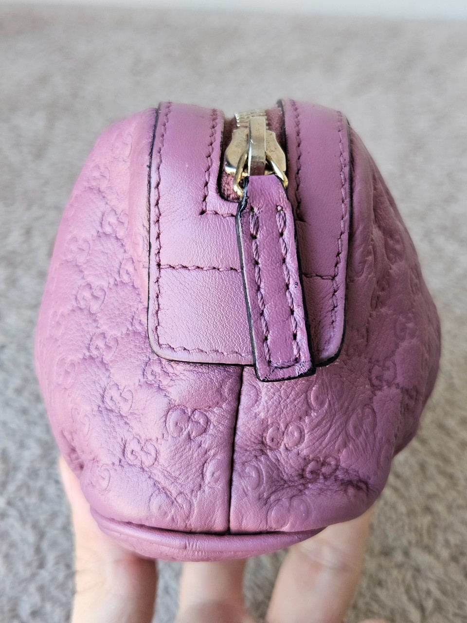 Gucci Small Pouch Cosmetic Pink Leather Interlocking G