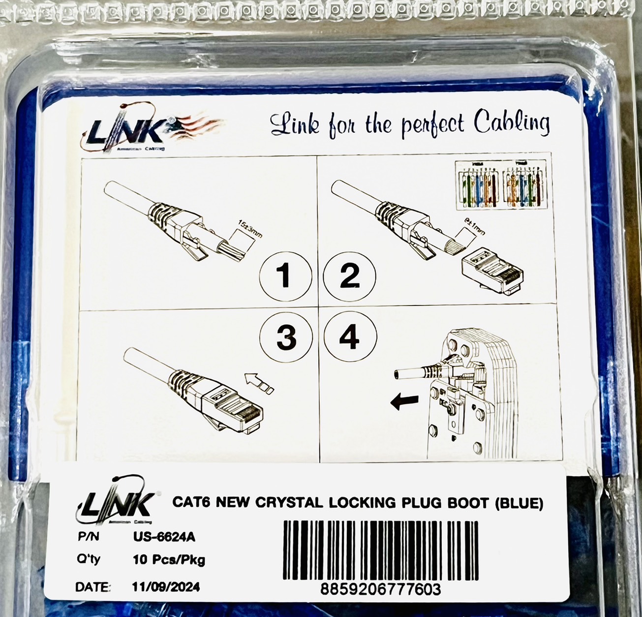 ปลอกหุ้มสายแลน US-6624 CAT6 Link