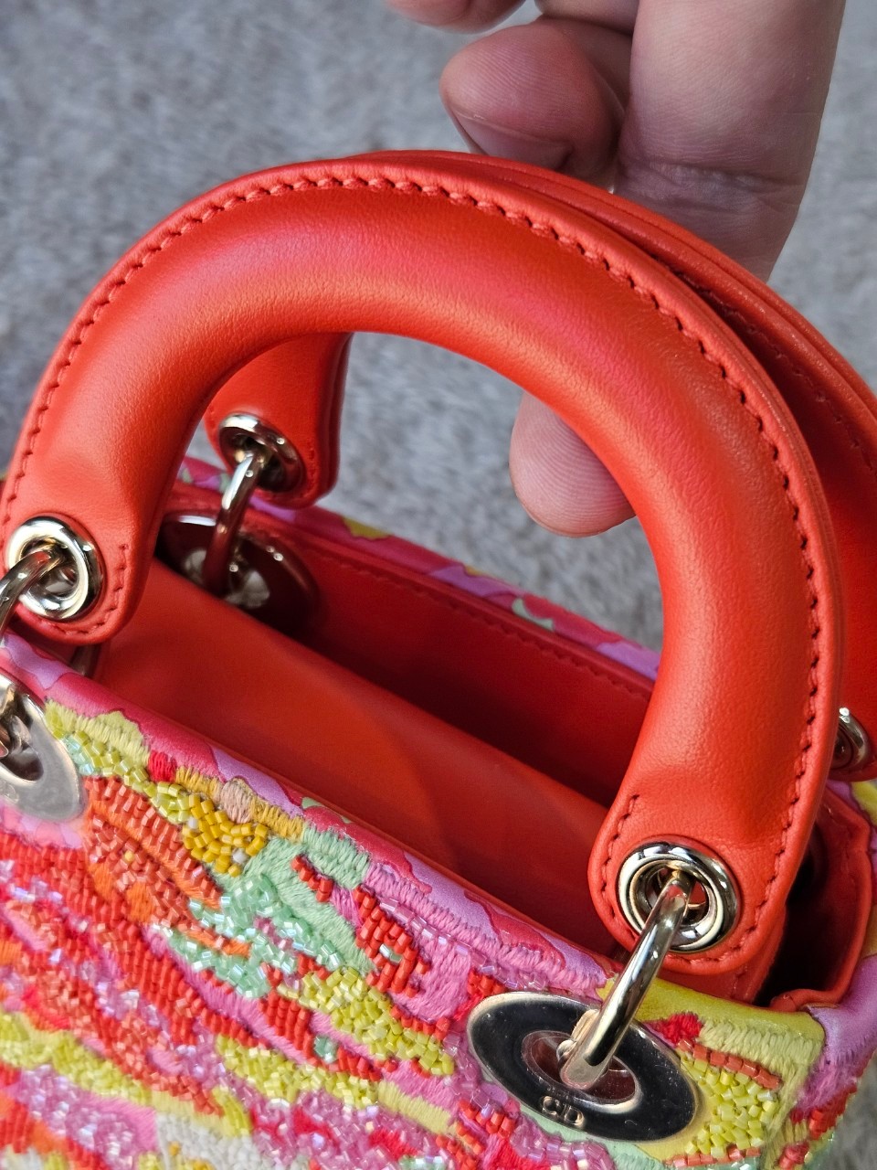 Lady Dior Micro Multicolor - Orange Gold Hardware