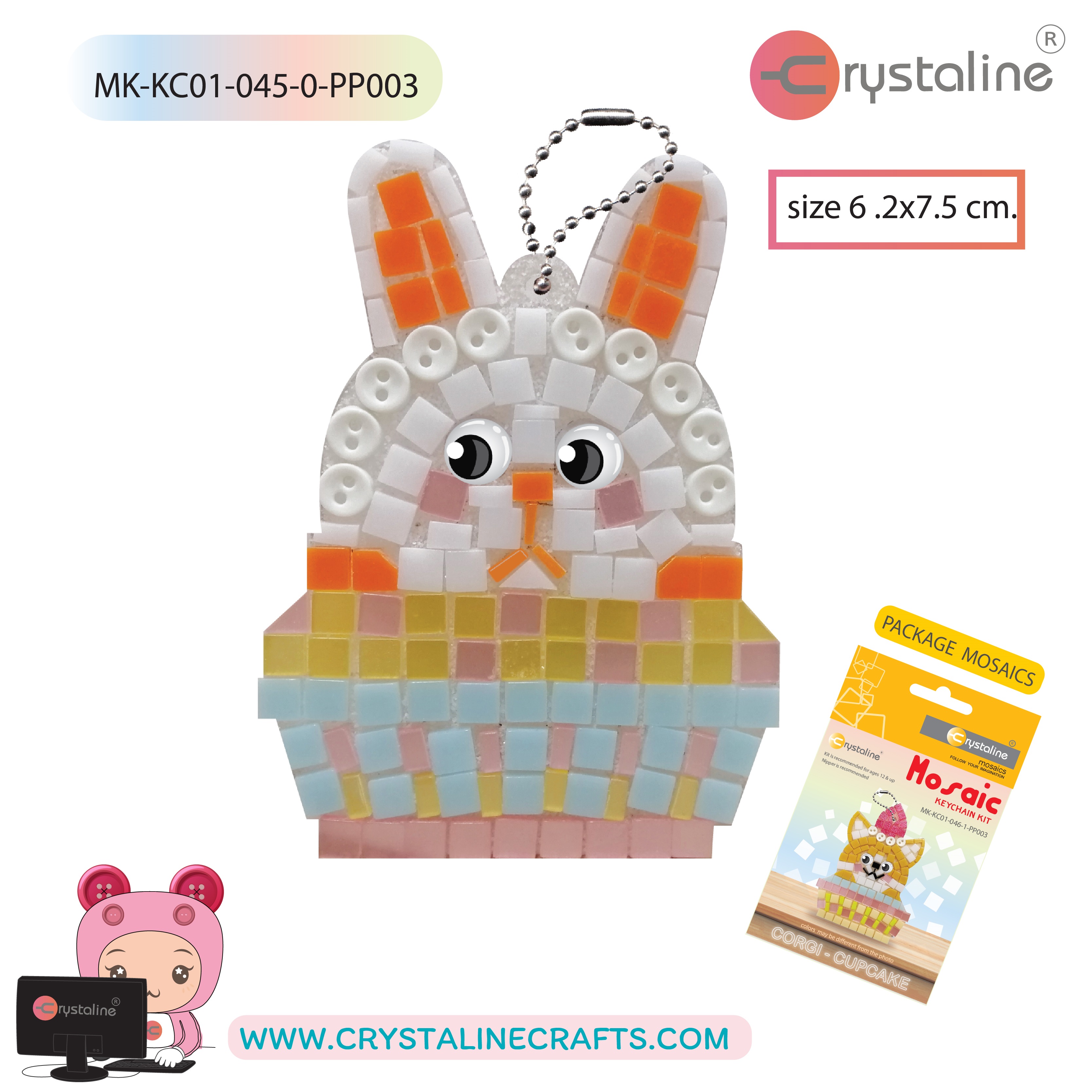 Keychain kit - Rabbit (size 6.2x7.5 cm,1pc/pack)