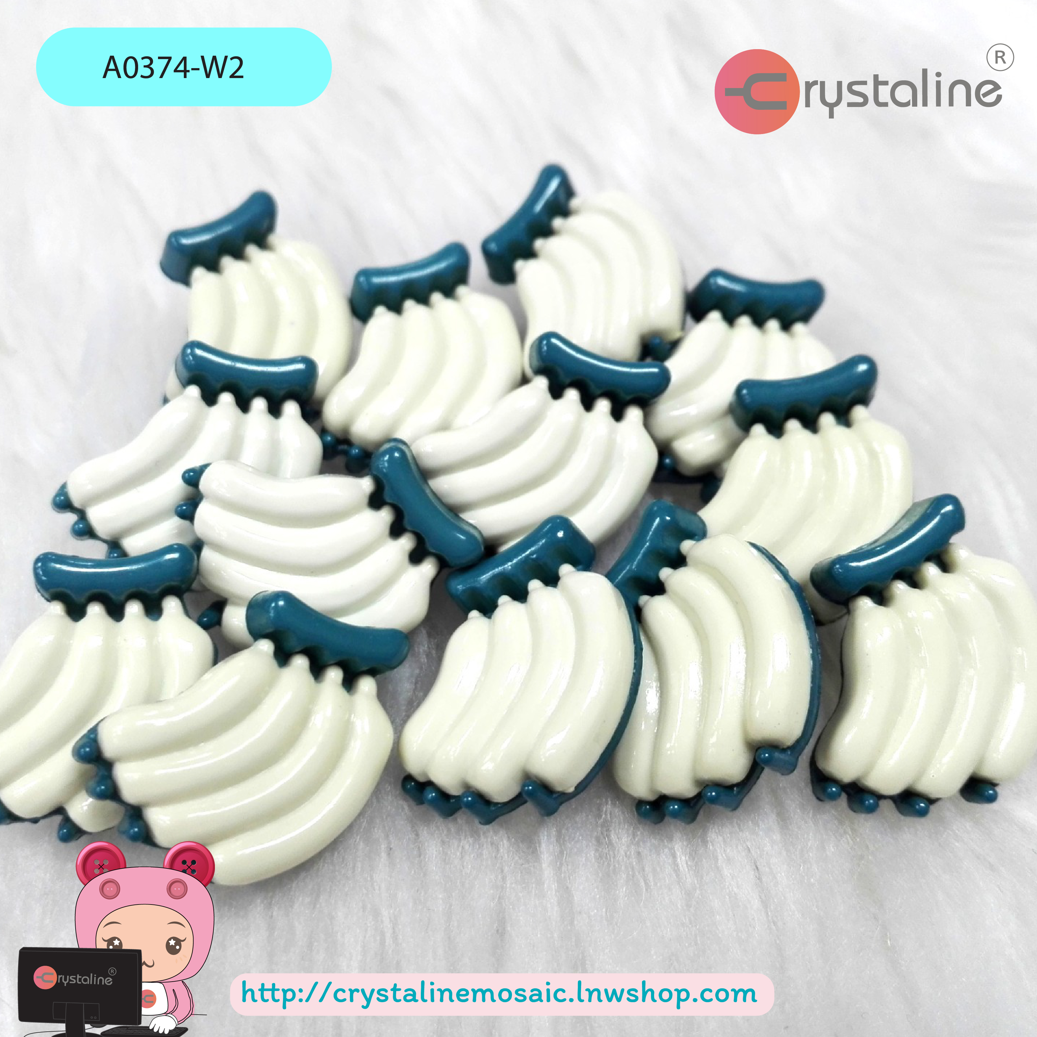 Banana button - White col. (size 32L,144pcs/pack)