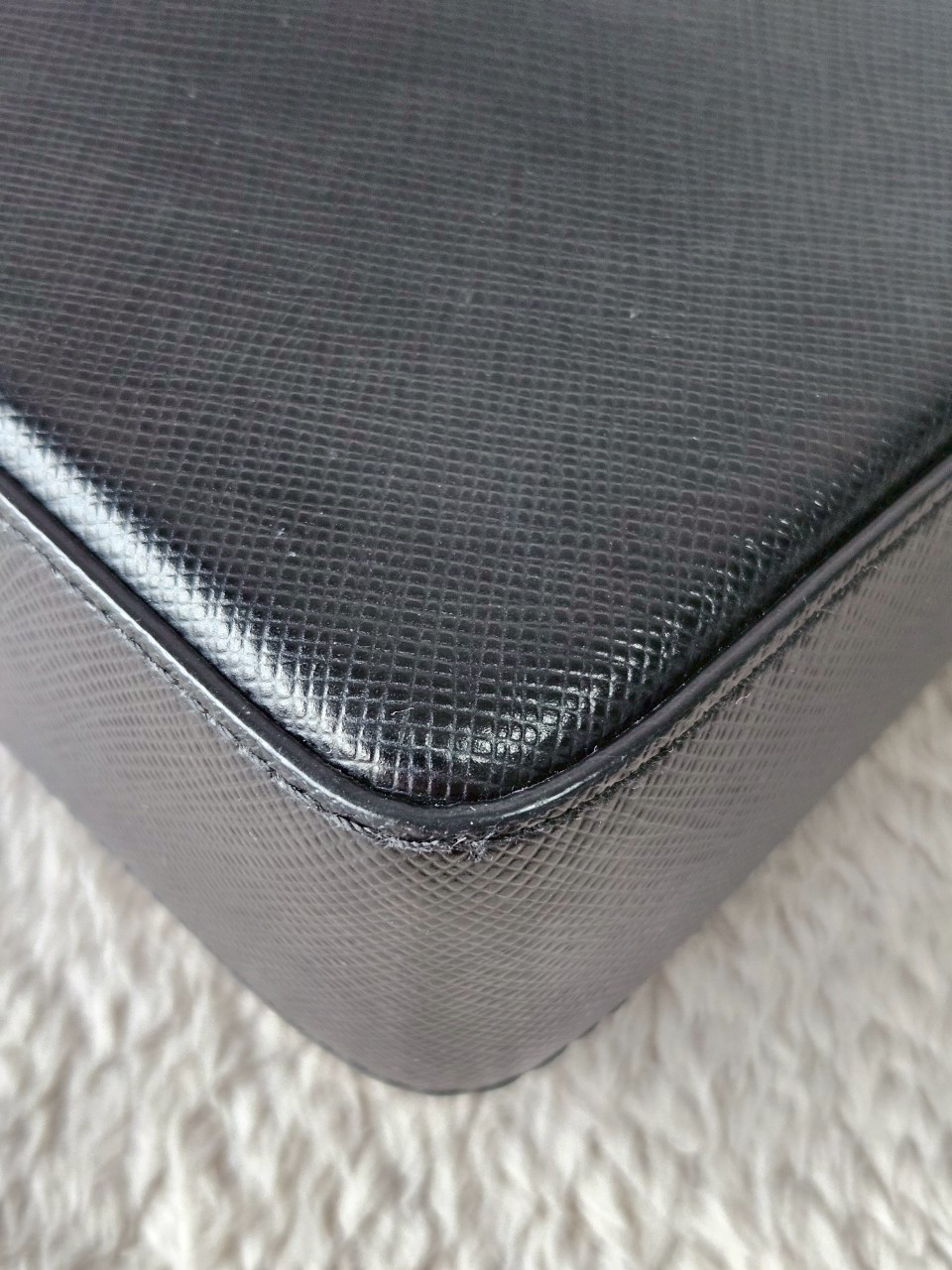 Prada 1BH014 Black Saffiano Leather Chain Shoulder Bag