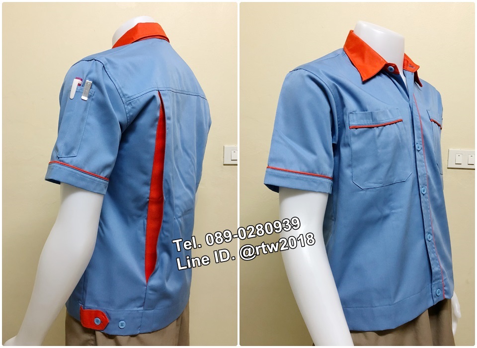 เสื้อช็อปแขนสั้นแบบฟ้ากุ้นส้ม (รหัส A32)