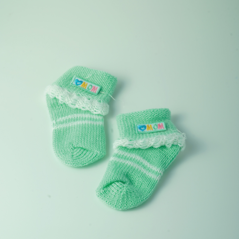 ขายส่ง ถุงเท้าเด็กอ่อน ถุงเท้าทารก ถุงเท้าเด็กแรกเกิด รุ่นถุงเท้าพื้นสี-ปักMOM (ราคาต่อโหล) nongnini1988