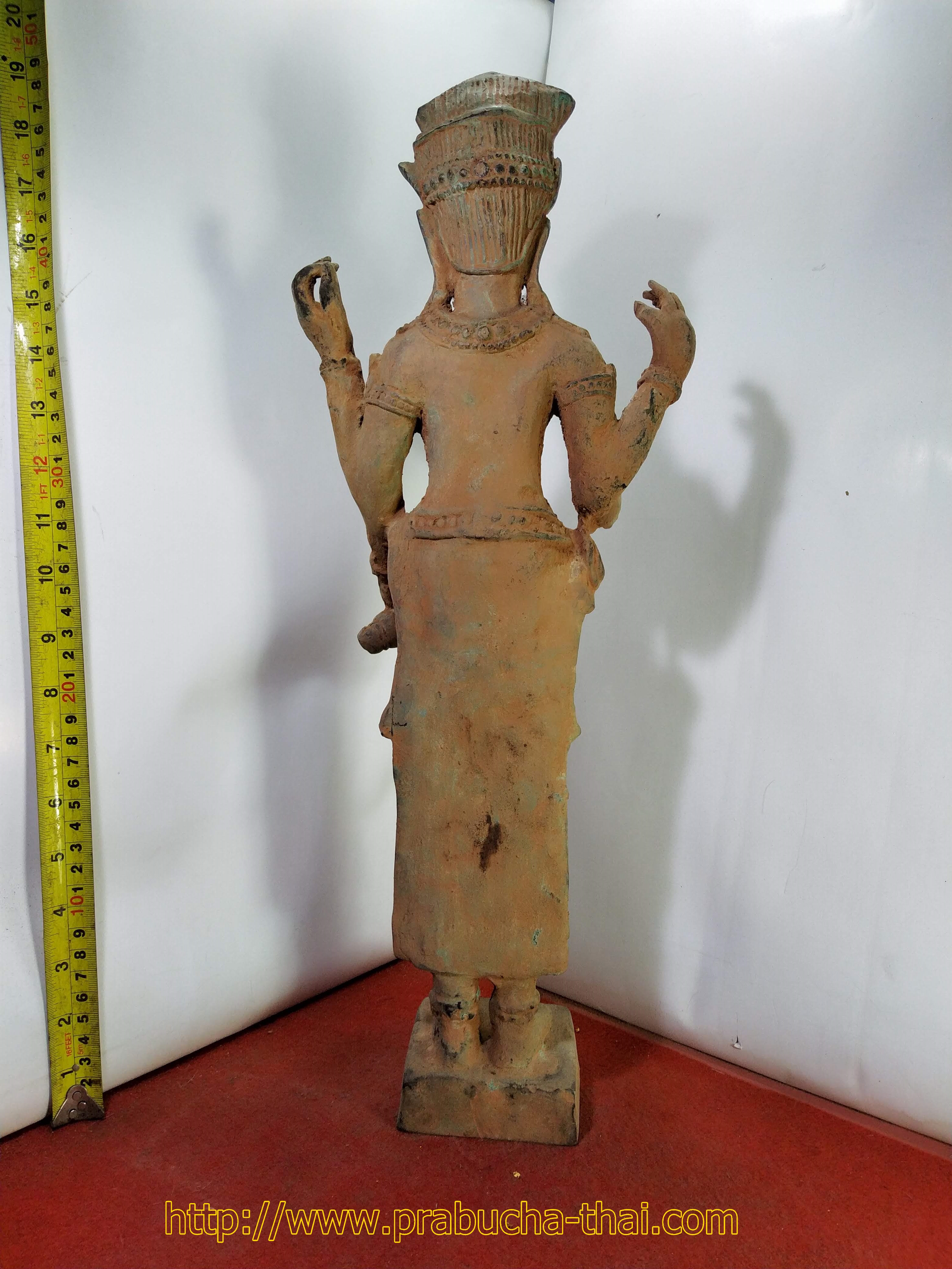 พระนางอุมา แปลงสี่กร สูง 19 นิ้ว เนื้อโลหะสำริดสภาพเก่า