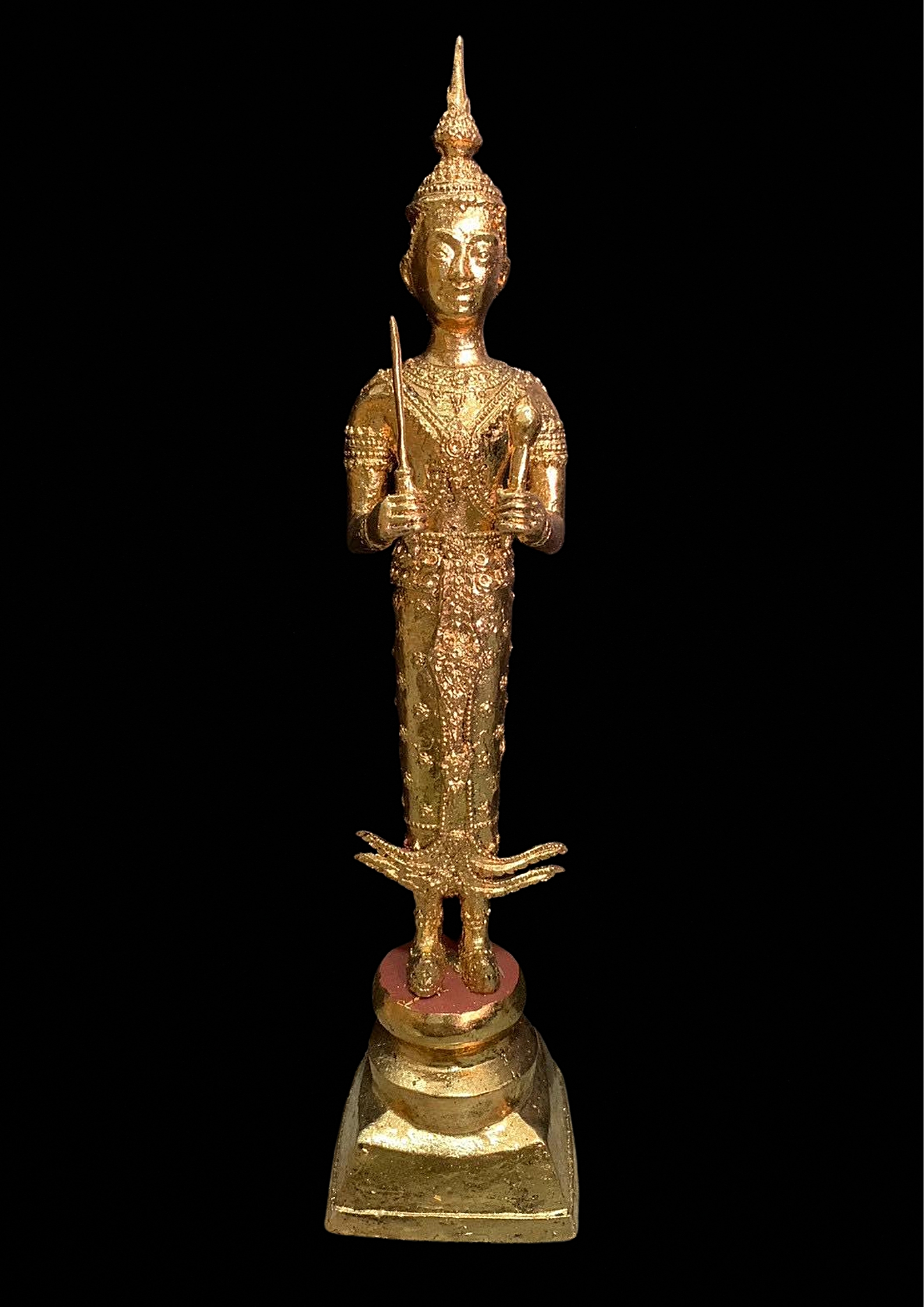 เทพพระคลังมหาสมบัติ เนื้อสำริดลงรักปิดทอง สูง 17 นิ้ว