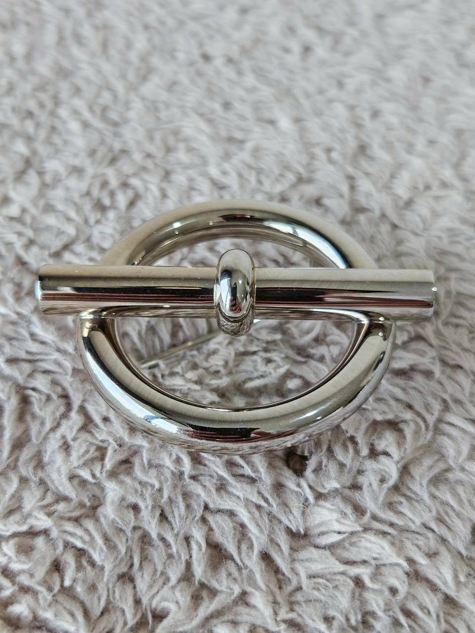 Hermes Belt 32mm หัวกลมเงิน