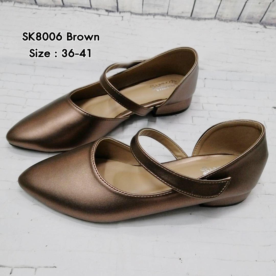 รองเท้าคัทชูส้นเตี้ย ทรงหัวแหลม หนังนิ่ม น้ำหนักเบา SK8006