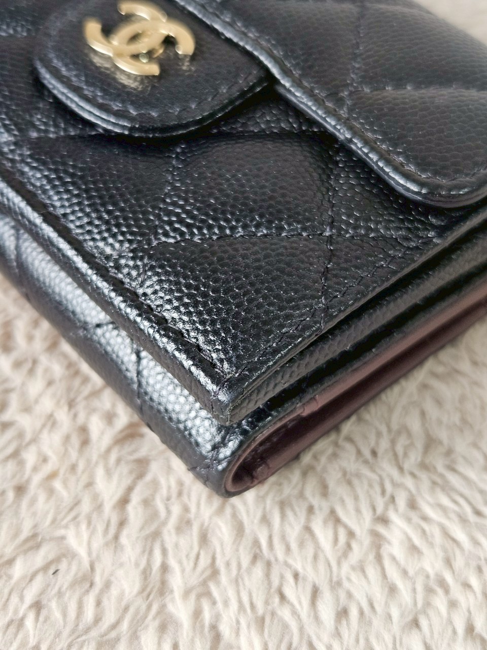 Chanel Trifold Short Black Caviar GHW Wallet